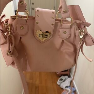 Chic Pink Handbag with Heart Lock
